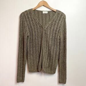 Vintage 90s Crochet Knit Cotton Silk Cardigan Medium Granola Minimalist Capsule